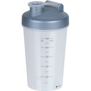 Juypal Shakebeker/shaker/bidon - 600 ml - grijs - kunststof