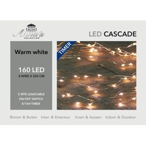Cascade draadverlichting zilver met 160 warm witte lampjes