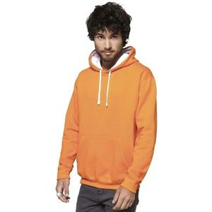 Oranje/witte heren truien/sweaters met hoodie/capuchon