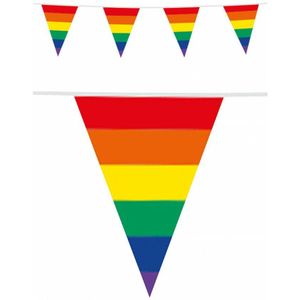 Set van 3x stuks regenboog thema binnen/buiten vlaggenlijn/vlaggetjes 10 meter