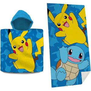 Pokemon set bad cape/poncho en strand/badlaken - voor kinderen - Pikachu