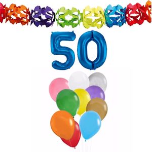 Verjaardag versiering pakket 50 jaar - opblaascijfer/slinger/ballonnen