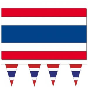 Landen vlaggen versiering set - Thailand - Vlag 90 x 150 cm en vlaggenlijn 5 meter