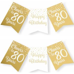 Paperdreams Verjaardag Vlaggenlijn 80 jaar - 2x - Gerecycled karton - wit/goud - 600 cm