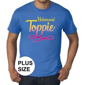 Grote maten Helemaal toppie t-shirt - blauwe met gekleurde letters - plus size heren XXXXL