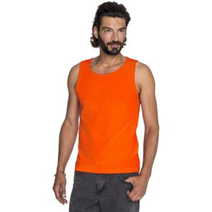 Oranje casual heren tanktop/singlet basic hemden