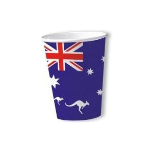 Papieren Australische vlag thema bekers 16x stuks