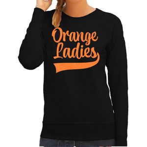 Bellatio Decorations Koningsdag sweater dames - orange ladies - zwart - glitter- oranje feestkleding