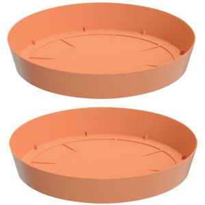 Opvangschaal/onderschaal bloempot/plantenpot - 3x - terracotta - rond - Dia 23 cm