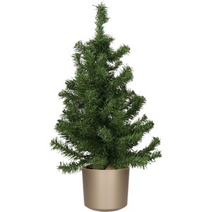 Mini kerstboom groen - in kunststof pot grijs - 75 cm - kunstboom