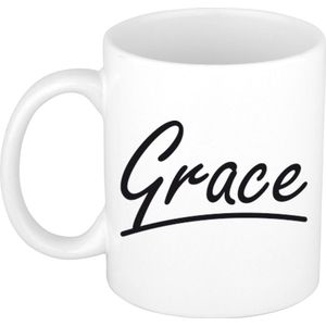 Grace voornaam kado beker / mok sierlijke letters - gepersonaliseerde mok met naam
