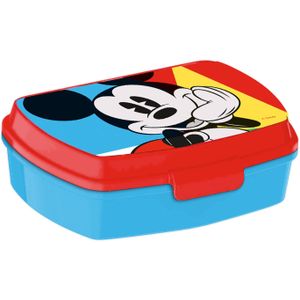 Disney Mickey MouseÃ broodtrommel/lunchbox voor kinderen - blauw - kunststof - 20 x 10 cm