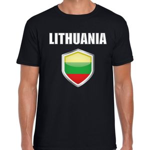 Litouwen fun/ supporter t-shirt heren met Litouwse vlag in vlaggenschild