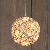 Anna Collection draad bal/kerstbal - wit - met verlichting - D20 cm