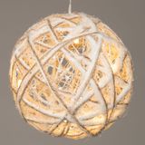 Anna Collection draad bal/kerstbal - wit - met verlichting - D20 cm