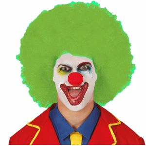 Fiestas Guirca Verkleed pruik clown - groen - voor volwassenen - one size - circus