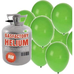 Helium tankje met 50 groene ballonnen