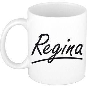 Regina voornaam kado beker / mok sierlijke letters - gepersonaliseerde mok met naam