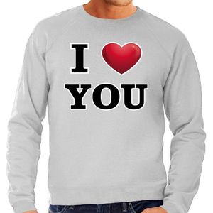 I love you cadeausweater voor Valentijnsdag grijs voor heren