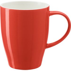 Bellatio Design Koffie mokken/bekers Paris - 1x - porselein - met oor - rood - 350 ml