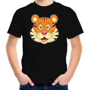 Cartoon tijger t-shirt zwart voor jongens en meisjes - Cartoon dieren t-shirts kinderen