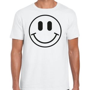 Bellatio Decorations Verkleed shirt heren - smiley - wit - carnaval - foute party - feestkleding