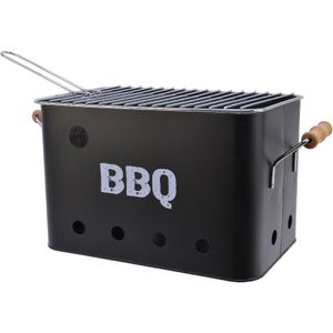 Zwarte houtskool barbecue/bbq emmer 33 x 21 cm rechthoekig - Houtskoolbarbecues