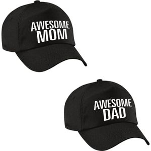 Awesome Mom en Dad petje zwart - Vaderdag en moederdag cadeau