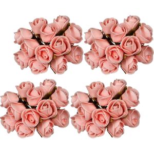 Ideas4seasons Decoratie roosjes foam - 6x - bosje van 12 - lichtroze - Dia 2 cm