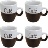 Koffiemok - set 4x stuks - donkerbruin - keramiek - 150 ml