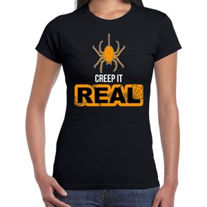 Creep it real horror shirt zwart voor dames - spinnen verkleed t-shirt / kostuum