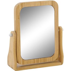 Badkamerspiegel / make-up spiegel bamboe hout 22 x 6 x 22