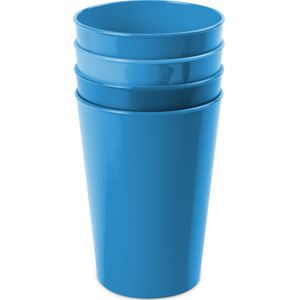 Hega Hogar Onbreekbare drinkglazen - 4x stuks - kunststof - blauw - 300 ml - camping/kinderen