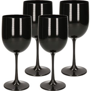 12x stuks onbreekbaar wijnglas zwart kunststof 48 cl/480 ml