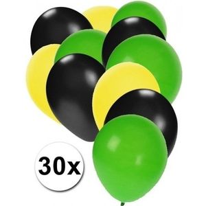 Zwarte gele en groene ballonnen 30x