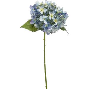 Emerald Kunstbloem hortensia tak - 50 cm - licht blauw - kunst zijdebloem - Hydrangea - decoratie