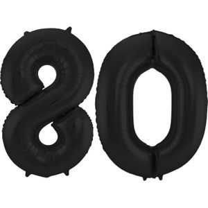 Leeftijd feestartikelen/versiering grote folie ballonnen 80 jaar zwart 86 cm