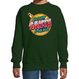 Groene kersttrui / kerstkleding My friend Santa is the best voor kinderen