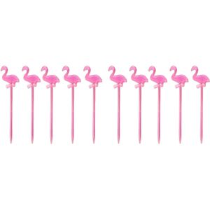 Cocktail/tapas prikkers - 100x - flamingo - roze - kunststof - 8 cm