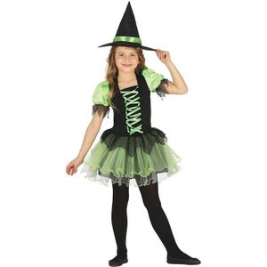 Zwart/groene heksen jurk voor meisjes