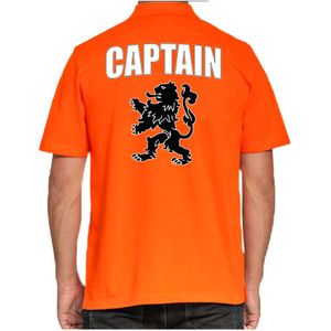 Holland fan polo t-shirt captain oranje met leeuw voor heren