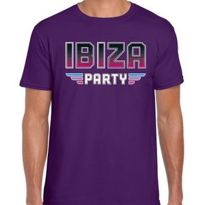 Feest shirt Ibiza party t-shirt paars voor heren