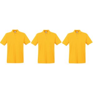 3-Pack maat L geel poloshirt premium van katoen voor heren