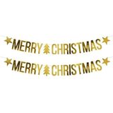 2x Merry Christmas kerst feest/party banners letterslingers versiering karton 175 cm
