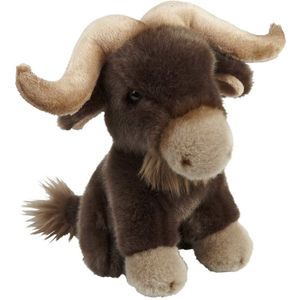 Pluche bruine bizon knuffel 18 cm - Bizons dieren knuffels - Speelgoed voor kinderen