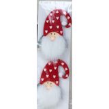 IKO kersthangers/kerstballen -gnomes/kabouters- rood - 4x - vilt