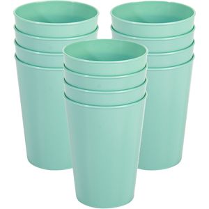 Hega Hogar Onbreekbare drinkglazen - 12x stuks - kunststof - mintgroen - 300 ml - camping/kinderen