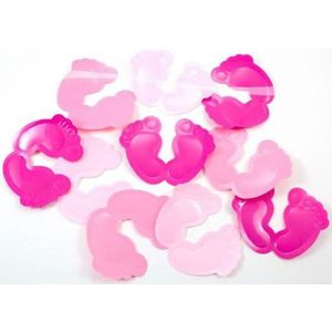 Roze voetjes tafelconfetti XL voor geboorte