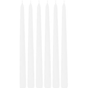 6x Lange kaarsen wit 30 cm 13 branduren dinerkaarsen/tafelkaarsen