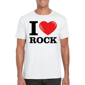 Wit I love rock t-shirt heren